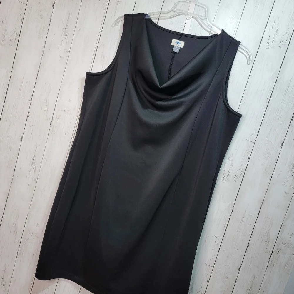Old Navy Women's Black Scuba Knit Sleeveless Dress Size 2X Draped Neckline. - Picture 2 of 5